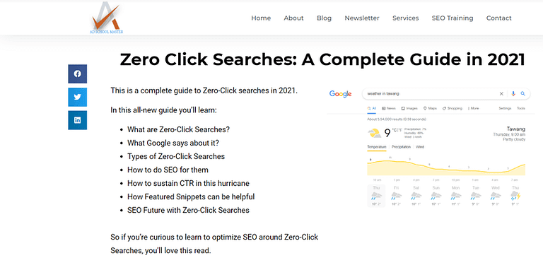 a blog on zero click searches