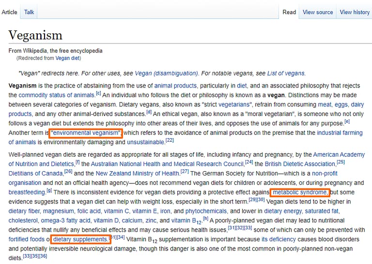 Wikipedia first paragraph for the search "vegan diet"
