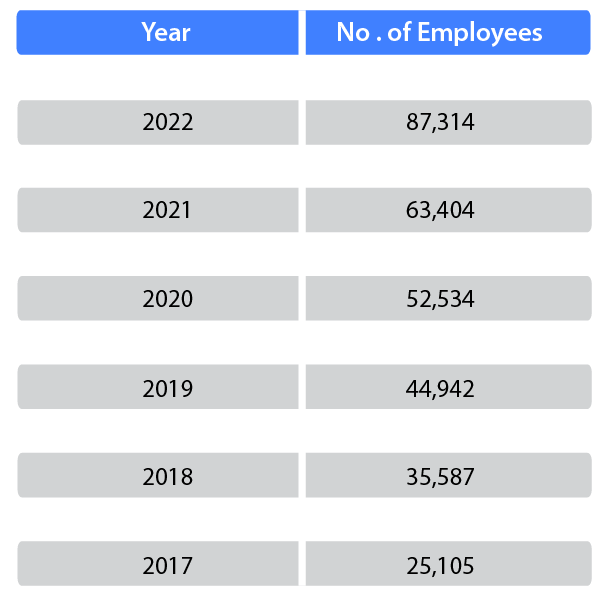 a data table on facebook employees worldwide